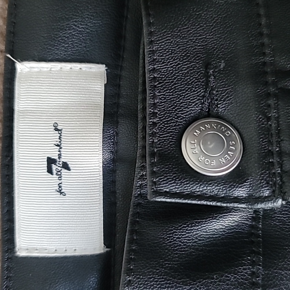 7 For All Mankind Faux Leather Straight Leg Pants, Size 31, Color Black - Picture 9 of 12